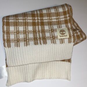 Timberland Cream and Tan Plaid Scarf